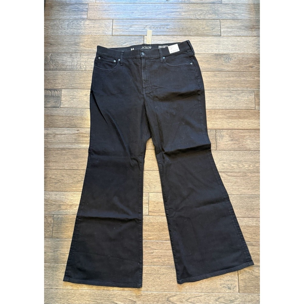 J.Crew Flare Jeans Women 34 Black High Rise Semi-Stretch Denim New